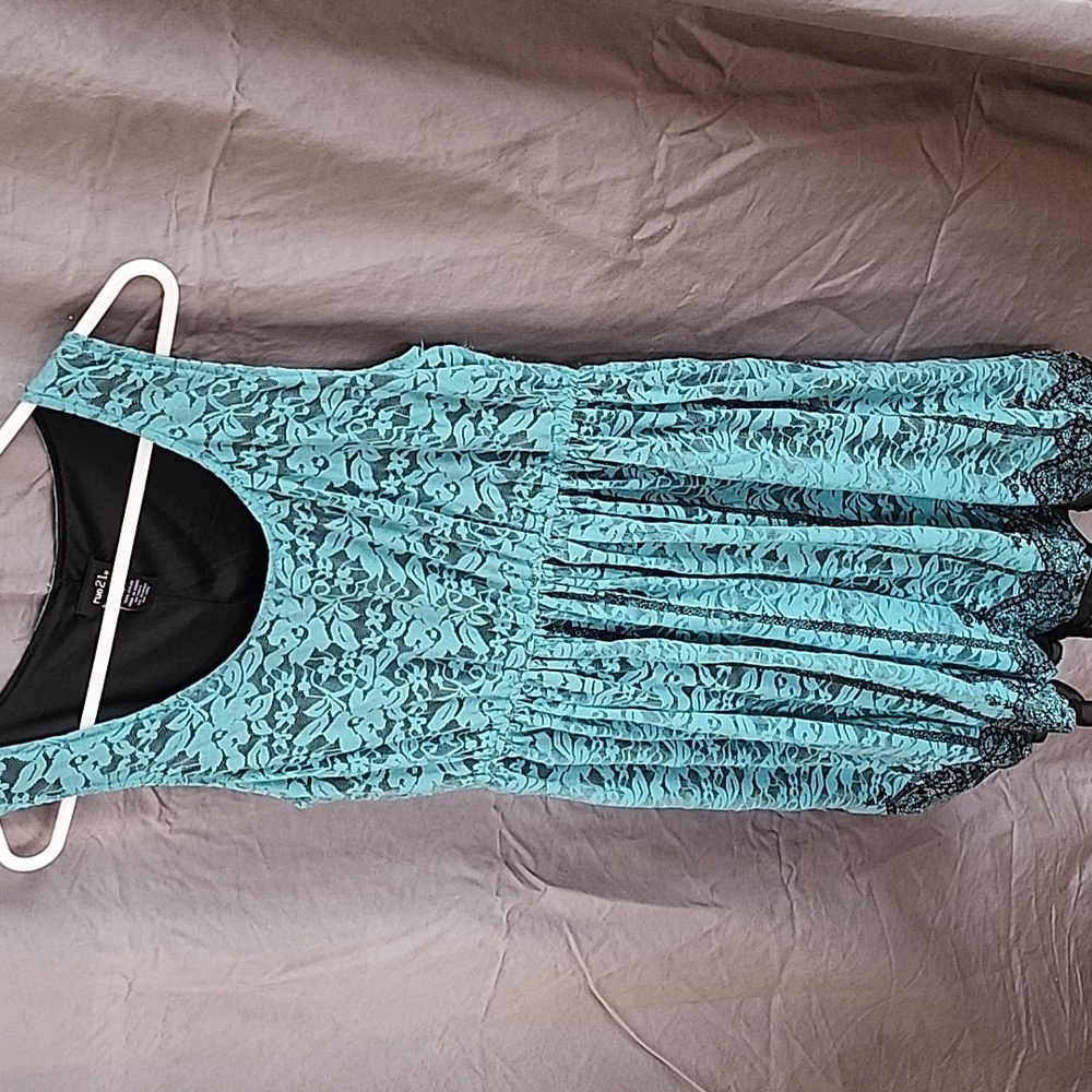 Rue21 XL teal & black lace dress w bubble skirt